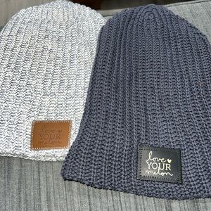 Beanies Love Your Melon set of two Speckled Gray and Charcoal